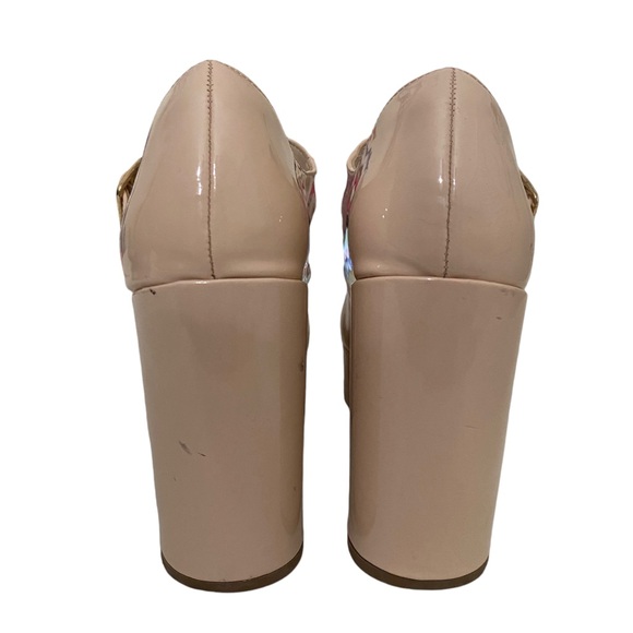 Coutgo NUDE T-Strap Round Toe Platform Heels Chunky Patent Mary Jane sz 6.5 - Picture 9 of 13
